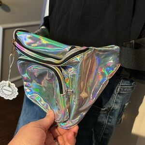NWT Wododo Silver Metallic Fanny Pack 50” long